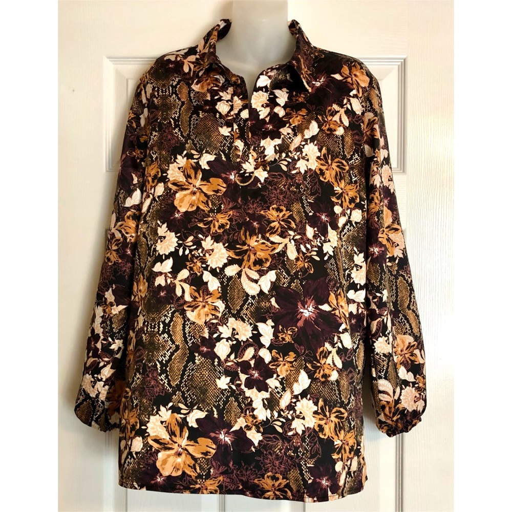 Marc New York Fall Floral & Python Popover Top